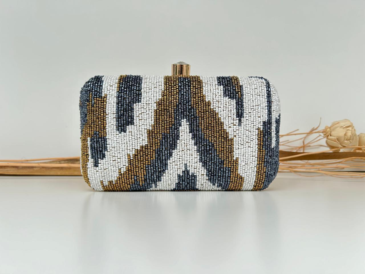 Hand-Beaded Box Clutch
