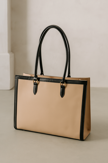 Classic Beigh & Black Tote Bag