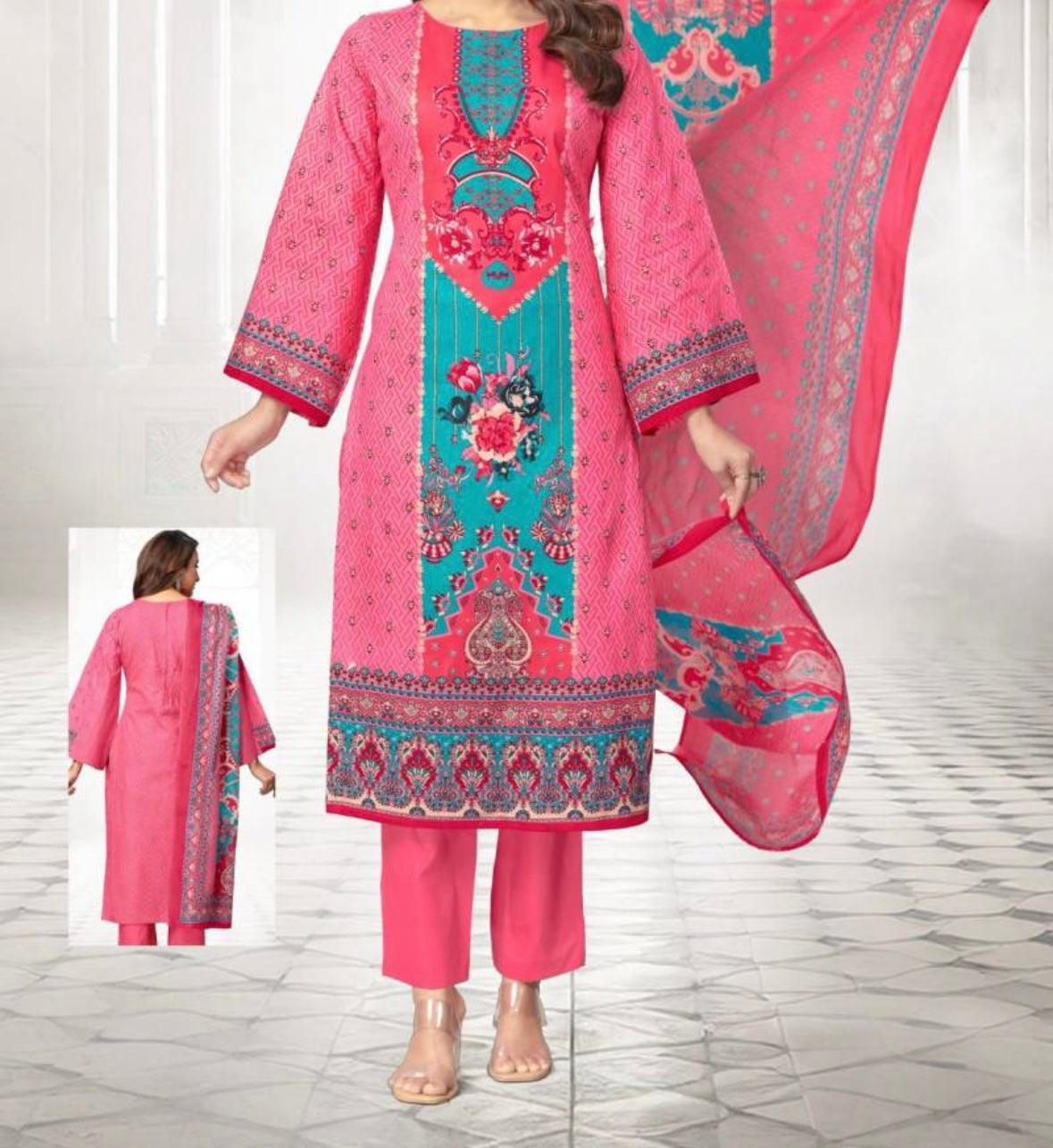 Rose Fuchsia Lawn Suit
